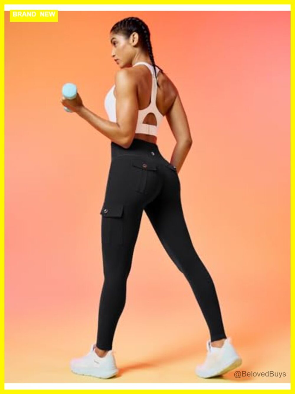 Butt Lifting Cargo Leggings High Waisted Workout Yoga Pants with Pockets Tummy - Picture 3 of 6